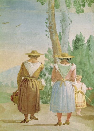 Two Peasant Women and a Child Seen from Behind, from the 